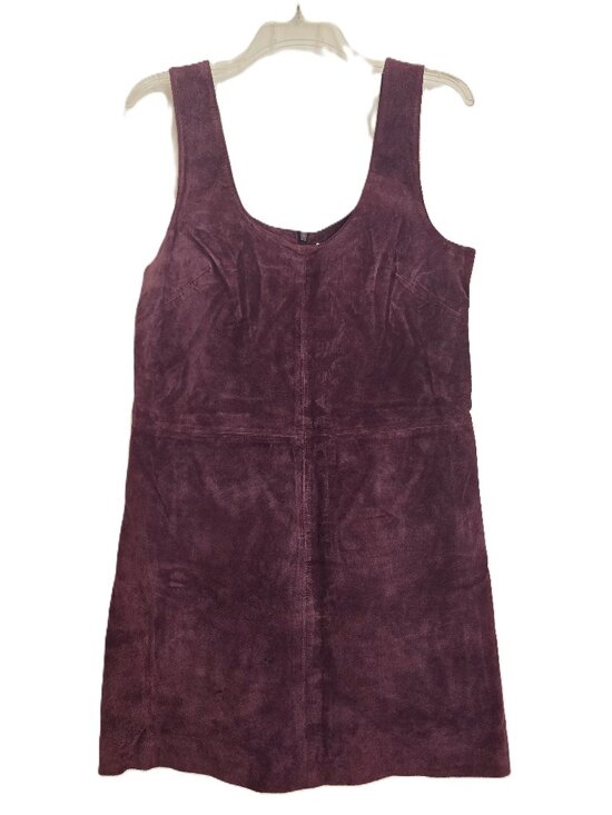 BB Dakota Dresses & Skirts - BB Dakota Vintage Style Plum 100% Suede Leather Shift Pinafore Dress Size 8